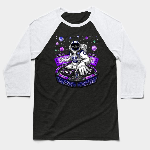 DJ Astronaut Baseball T-Shirt by underheaven